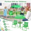 imageKids Picnic Table Kids Outdoor Table with 2 Folding Chairs Removable ampamp Height Adjustable Umbrella Cute Animal Theme Children Outdoor Furniture for Patio Garden Backyard Green FrogGreen Frog