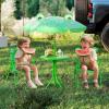 imageKids Picnic Table Kids Outdoor Table with 2 Folding Chairs Removable ampamp Height Adjustable Umbrella Cute Animal Theme Children Outdoor Furniture for Patio Garden Backyard Green FrogGreen Frog
