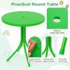imageKids Picnic Table Kids Outdoor Table with 2 Folding Chairs Removable ampamp Height Adjustable Umbrella Cute Animal Theme Children Outdoor Furniture for Patio Garden Backyard Green FrogGreen Frog