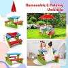 imageKids Picnic Table Toddler Plastic Outdoor Desk ampamp Bench Set wRemovable Adjustable Umbrella Gift for Boys Girls 3 Kids Outdoor Table for Patio Backyard Sand Play Camping RedRed