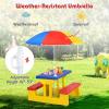 imageKids Picnic Table Toddler Plastic Outdoor Desk ampamp Bench Set wRemovable Adjustable Umbrella Gift for Boys Girls 3 Kids Outdoor Table for Patio Backyard Sand Play Camping RedColorful