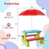 imageKids Picnic Table Toddler Plastic Outdoor Desk ampamp Bench Set wRemovable Adjustable Umbrella Gift for Boys Girls 3 Kids Outdoor Table for Patio Backyard Sand Play Camping RedRed