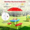 imageKids Picnic Table Toddler Plastic Outdoor Desk ampamp Bench Set wRemovable Adjustable Umbrella Gift for Boys Girls 3 Kids Outdoor Table for Patio Backyard Sand Play Camping RedRed