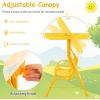 imageKids Porch Swing 2Seater Outdoor Lounge Chair with Adjustable Canopy ampamp Safety Belts Metal Stand Hanging Swing Bench Patio Swing for Backyard Patio Lawn Garden Blue FlamingoYellow Alligator