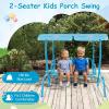 imageKids Porch Swing 2Seater Outdoor Lounge Chair with Adjustable Canopy ampamp Safety Belts Metal Stand Hanging Swing Bench Patio Swing for Backyard Patio Lawn Garden Blue FlamingoBlue Flamingo