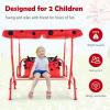 imageKids Porch Swing 2Seater Outdoor Lounge Chair with Adjustable Canopy ampamp Safety Belts Metal Stand Hanging Swing Bench Patio Swing for Backyard Patio Lawn Garden Blue FlamingoRed Ladybug