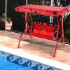 imageKids Porch Swing 2Seater Outdoor Lounge Chair with Adjustable Canopy ampamp Safety Belts Metal Stand Hanging Swing Bench Patio Swing for Backyard Patio Lawn Garden Blue FlamingoRed Ladybug