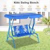 imageKids Porch Swing 2Seater Outdoor Lounge Chair with Adjustable Canopy ampamp Safety Belts Metal Stand Hanging Swing Bench Patio Swing for Backyard Patio Lawn Garden Blue FlamingoBlue Puppy