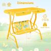 imageKids Porch Swing 2Seater Outdoor Lounge Chair with Adjustable Canopy ampamp Safety Belts Metal Stand Hanging Swing Bench Patio Swing for Backyard Patio Lawn Garden Blue FlamingoYellow Alligator