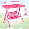 imageKids Porch Swing 2Seater Outdoor Lounge Chair with Adjustable Canopy ampamp Safety Belts Metal Stand Hanging Swing Bench Patio Swing for Backyard Patio Lawn Garden Blue FlamingoPink Mermaid