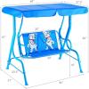 imageKids Porch Swing 2Seater Outdoor Lounge Chair with Adjustable Canopy ampamp Safety Belts Metal Stand Hanging Swing Bench Patio Swing for Backyard Patio Lawn Garden Blue FlamingoBlue Puppy