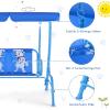 imageKids Porch Swing 2Seater Outdoor Lounge Chair with Adjustable Canopy ampamp Safety Belts Metal Stand Hanging Swing Bench Patio Swing for Backyard Patio Lawn Garden Blue FlamingoBlue Puppy