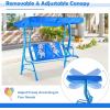 imageKids Porch Swing 2Seater Outdoor Lounge Chair with Adjustable Canopy ampamp Safety Belts Metal Stand Hanging Swing Bench Patio Swing for Backyard Patio Lawn Garden Blue FlamingoBlue Puppy