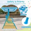 imageKids Porch Swing 2Seater Outdoor Lounge Chair with Adjustable Canopy ampamp Safety Belts Metal Stand Hanging Swing Bench Patio Swing for Backyard Patio Lawn Garden Blue FlamingoBlue Flamingo