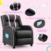 imageKids Recliner Kids Reclining Chair wAdjustable Backrest ampamp Footrest 2 Side Pockets Leather Armchair for Boys ampamp Girls Comfy Toddler Gaming Chair for Nursery Bedroom Black  BlueBlack  Pink