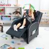 imageKids Recliner Kids Reclining Chair wAdjustable Backrest ampamp Footrest 2 Side Pockets Leather Armchair for Boys ampamp Girls Comfy Toddler Gaming Chair for Nursery Bedroom Black  BlueBlack  Pink