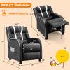 imageKids Recliner Kids Reclining Chair wAdjustable Backrest ampamp Footrest 2 Side Pockets Leather Armchair for Boys ampamp Girls Comfy Toddler Gaming Chair for Nursery Bedroom Black  BlueBlack  White