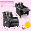 imageKids Recliner Kids Reclining Chair wAdjustable Backrest ampamp Footrest 2 Side Pockets Leather Armchair for Boys ampamp Girls Comfy Toddler Gaming Chair for Nursery Bedroom Black  BlueBlack  Pink