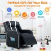 imageKids Recliner Kids Reclining Chair wAdjustable Backrest ampamp Footrest 2 Side Pockets Leather Armchair for Boys ampamp Girls Comfy Toddler Gaming Chair for Nursery Bedroom Black  BlueBlack  White