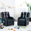 imageKids Recliner Kids Reclining Chair wAdjustable Backrest ampamp Footrest 2 Side Pockets Leather Armchair for Boys ampamp Girls Comfy Toddler Gaming Chair for Nursery Bedroom Black  BlueBlack  Pink