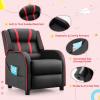 imageKids Recliner Kids Reclining Chair wAdjustable Backrest ampamp Footrest 2 Side Pockets Leather Armchair for Boys ampamp Girls Comfy Toddler Gaming Chair for Nursery Bedroom Black  BlueBlack  Red