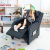 imageKids Recliner Kids Reclining Chair wAdjustable Backrest ampamp Footrest 2 Side Pockets Leather Armchair for Boys ampamp Girls Comfy Toddler Gaming Chair for Nursery Bedroom Black  BlueBlack  Blue