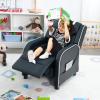 imageKids Recliner Kids Reclining Chair wAdjustable Backrest ampamp Footrest 2 Side Pockets Leather Armchair for Boys ampamp Girls Comfy Toddler Gaming Chair for Nursery Bedroom Black  BlueBlack  White
