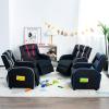 imageKids Recliner Kids Reclining Chair wAdjustable Backrest ampamp Footrest 2 Side Pockets Leather Armchair for Boys ampamp Girls Comfy Toddler Gaming Chair for Nursery Bedroom Black  BlueBlack  White