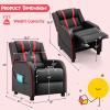 imageKids Recliner Kids Reclining Chair wAdjustable Backrest ampamp Footrest 2 Side Pockets Leather Armchair for Boys ampamp Girls Comfy Toddler Gaming Chair for Nursery Bedroom Black  BlueBlack  Red