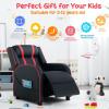 imageKids Recliner Kids Reclining Chair wAdjustable Backrest ampamp Footrest 2 Side Pockets Leather Armchair for Boys ampamp Girls Comfy Toddler Gaming Chair for Nursery Bedroom Black  BlueBlack  Red