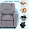 imageKids Recliner Toddler Lounge Chair wCup Holder Wide Armrest Kids Sofa wAdjustable Footrest Comfy Toddler Recliner Chair for for Boys ampamp Girls 3  Fabric Red Polka DotsGrey