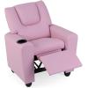 imageKids Recliner Toddler Lounge Chair wCup Holder Wide Armrest Kids Sofa wAdjustable Footrest Comfy Toddler Recliner Chair for for Boys ampamp Girls 3  Fabric Red Polka DotsPink