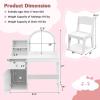 imageKids Vanity 2 in 1 Kids Vanity Table ampamp Chair Set wLighted Mirror Drawer Storage Shelves ampamp Cabinet Pretend Play Toddler Vanity Girls Vanity for Little Girls Ages 3 White