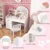 imageKids Vanity 2 in 1 Kids Vanity Table ampamp Chair Set wLighted Mirror Drawer Storage Shelves ampamp Cabinet Pretend Play Toddler Vanity Girls Vanity for Little Girls Ages 3 White