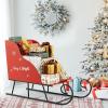 imageMetal Christmas Santa Sleigh Basket Red Christmas Sleigh Decoration for Gift Storage Santas Gift Sleigh for Holiday Displays Festive Decorative Sleigh Cart for Indoor Outdoor Home Party