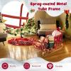 imageMetal Christmas Sleigh with Golden Stars Large Christmas Decoration Sleigh Cart wLarge Cargo Area for Gifts Outdoor Sleigh Decoration with Golden Balls Red Santa Sleigh for Home Lawn Yard