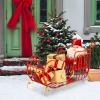 imageMetal Christmas Sleigh with Golden Stars Large Christmas Decoration Sleigh Cart wLarge Cargo Area for Gifts Outdoor Sleigh Decoration with Golden Balls Red Santa Sleigh for Home Lawn Yard