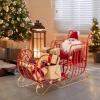 imageMetal Christmas Sleigh with Golden Stars Large Christmas Decoration Sleigh Cart wLarge Cargo Area for Gifts Outdoor Sleigh Decoration with Golden Balls Red Santa Sleigh for Home Lawn Yard