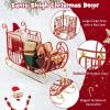 imageMetal Christmas Sleigh with Golden Stars Large Christmas Decoration Sleigh Cart wLarge Cargo Area for Gifts Outdoor Sleigh Decoration with Golden Balls Red Santa Sleigh for Home Lawn Yard