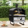 imagePizza Oven Outdoor 2Layer Wood Fired Pizza Oven with 16quot Pizza Stone Portable Pizza Cooker with Folding Legs and Cover for Backyard Party BBQ Charcoal ampamp Wood Burning Grill