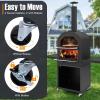 imagePizza Oven Outdoor 2SideTable Wood Fired Pizza Oven with 12quot Pizza Stone Pizza Peel ampamp Waterproof Cover Portable Pizza Maker on Wheels for Backyard Party BBQ