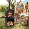 imagePizza Oven Outdoor 2SideTable Wood Fired Pizza Oven with 12quot Pizza Stone Pizza Peel ampamp Waterproof Cover Portable Pizza Maker on Wheels for Backyard Party BBQ