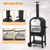 imagePizza Oven Outdoor Wood Fired Pizza Oven with Pizza Stone Pizza Peel Waterproof Cover Cooking Grids Portable Pizza Maker on Wheels for Backyard Party BBQ