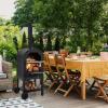 imagePizza Oven Outdoor Wood Fired Pizza Oven with Pizza Stone Pizza Peel Waterproof Cover Cooking Grids Portable Pizza Maker on Wheels for Backyard Party BBQ