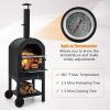 imagePizza Oven Outdoor Wood Fired Pizza Oven with Pizza Stone Pizza Peel Waterproof Cover Cooking Grids Portable Pizza Maker on Wheels for Backyard Party BBQ