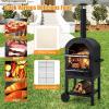 imagePizza Oven Outdoor Wood Fired Pizza Oven with Pizza Stone Pizza Peel Waterproof Cover Cooking Grids Portable Pizza Maker on Wheels for Backyard Party BBQ
