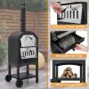 imagePizza Oven Outdoor Wood Fired Pizza Oven with Pizza Stone Pizza Peel Waterproof Cover Cooking Grids Portable Pizza Maker on Wheels for Backyard Party BBQ
