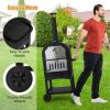 imagePizza Oven Outdoor Wood Fired Pizza Oven with Pizza Stone Pizza Peel Waterproof Cover Cooking Grids Portable Pizza Maker on Wheels for Backyard Party BBQ