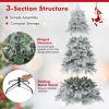 imagePreLit Artificial Snow Christmas Tree 6ft Flocked Hinged Xmas Tree with 260L Warm White Ball Lights ampamp Led Lights 8 Lighting Modes and Metal Stand for Holiday Decoration ampamp Home Party 6FT6ft