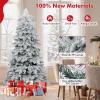 imagePreLit Artificial Snow Christmas Tree 6ft Flocked Hinged Xmas Tree with 260L Warm White Ball Lights ampamp Led Lights 8 Lighting Modes and Metal Stand for Holiday Decoration ampamp Home Party 6FT6ft